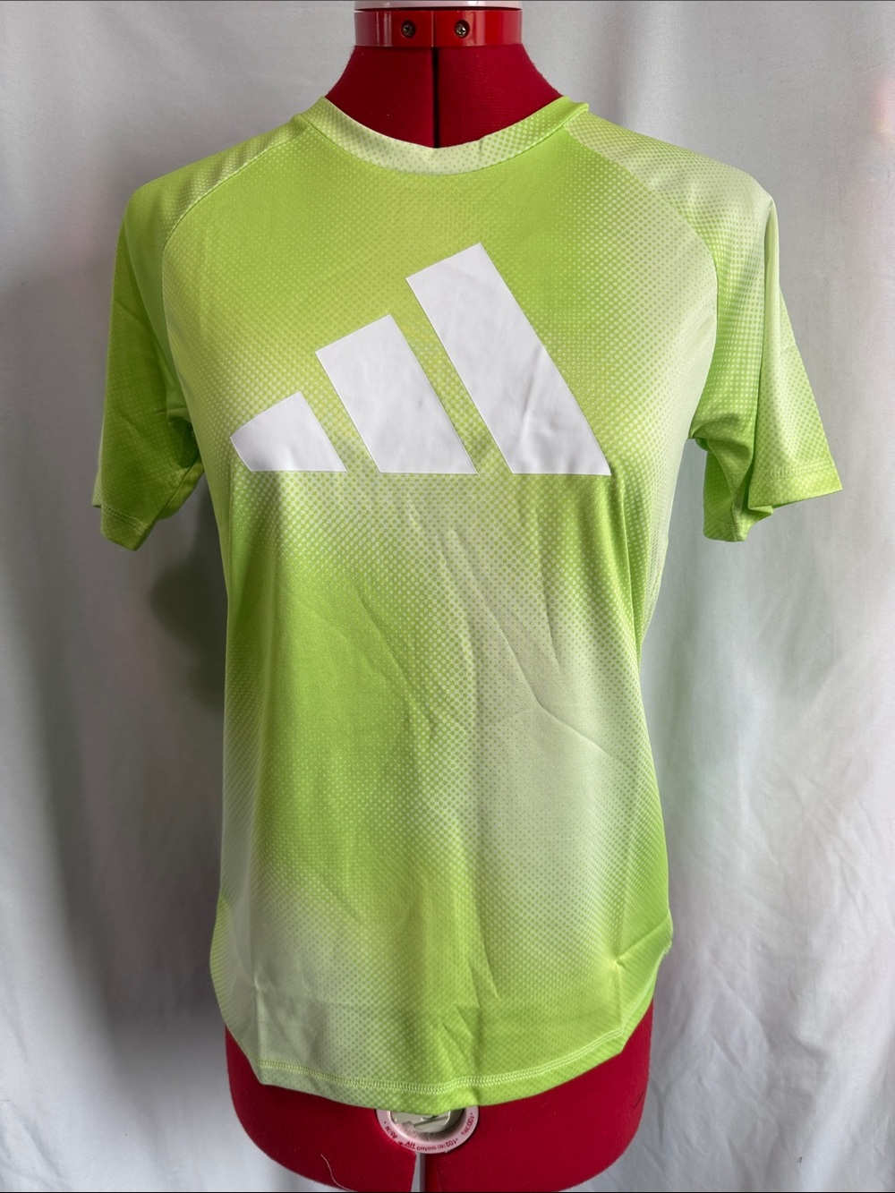 adidas Lime Green Short-Sleeve Athletic Jersey with White Logo
